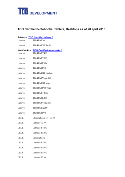 TCO Certified Notebooks, Tablets, Desktops as of 20 april 2016