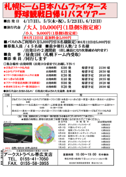 札幌ドーム日本ハムファイターズ 野球観戦日帰りバスツアー