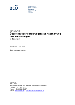 &Uuml;berblick &uuml;ber F&ouml;rderungen zur Anschaffung von E