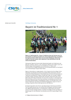 Bayern ist Traditionsland Nr. 1
