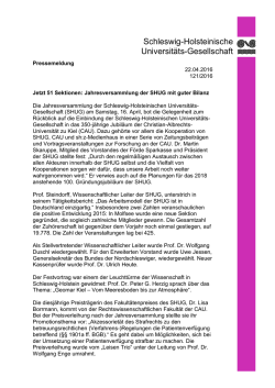 Jahresversammlung der SHUG mit guter Bilanz - Christian