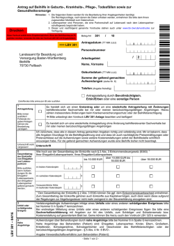 Antrag auf Beihilfe in Geburts-, Krankheits-, Pflege