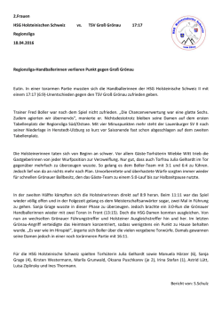 2.Frauen HSG Holsteinischen Schweiz vs. TSV Groß Grönau 17:17