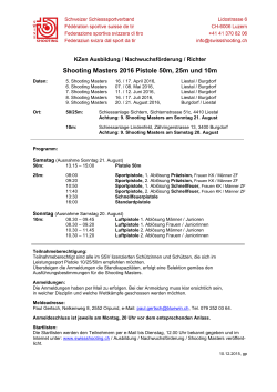 Shooting Masters 2016 Pistole 50m, 25m und 10m