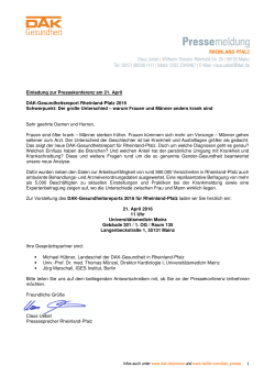 Einladung zur PK DAK-Gesundheitsreport Rheinland