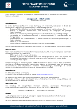 STELLENAUSSCHREIBUNG - Universität Erfurt