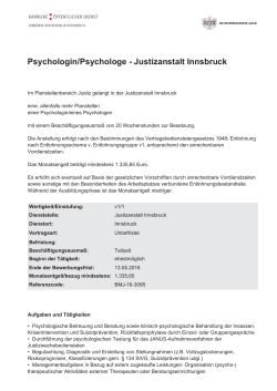 Psychologin/Psychologe - Justizanstalt Innsbruck