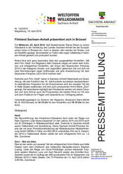 Filmland Sachsen-Anhalt präsentiert sich in Brüssel