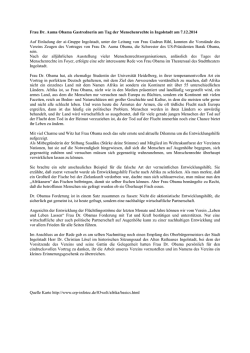 Frau Dr. Auma Obama Gastrednerin am Tag der Menschenrechte in