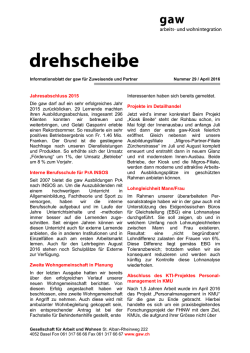 Jahresabschluss 2015 Die gaw darf auf ein sehr erfolgreiches Jahr