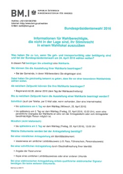 Informationen für Wahlberechtigte, die nicht in der Lage sind, ihr