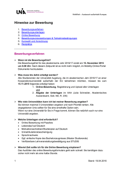 Hinweise zur Bewerbung - AAA