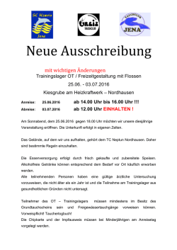 Ausschreibung Trainingslager