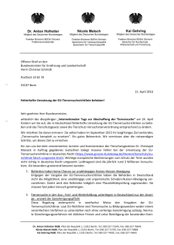 Offener Brief an Bundesminister Schmidt vom 21