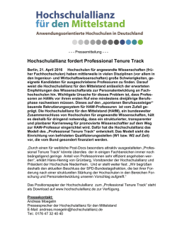 Hochschulallianz fordert Professional Tenure Track