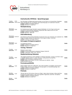 Kalender-Liste | Arbeiterwohlfahrt Kreisverband Nürnberg e. V.