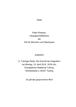 Rede - Driessen - Evangelische Akademie Tutzing