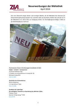 Neuerwerbungen der Bibliothek