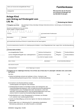 Antrag auf Kindergeld