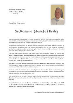 Sr.Rosaria (Josefa) Brilej - Kongregation der Helferinnen