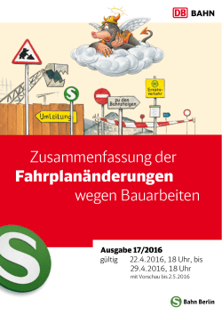 Zusammenfassung der Fahrplanänderungen wegen Bauarbeiten