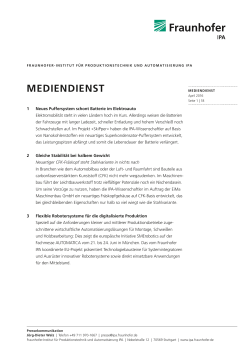 mediendienst - Fraunhofer IPA - Fraunhofer