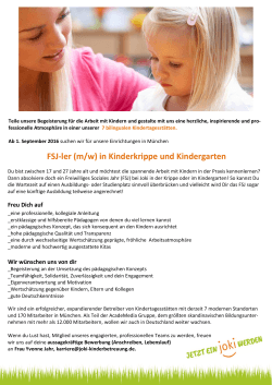 FSJ-ler (m/w) in Kinderkrippe und Kindergarten