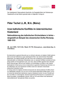 Péter Techet LL.M., MA (Mainz) - Arbeitsbereich Osteuropäische