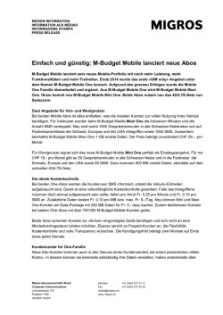 Einfach und g&uuml;nstig: M-Budget Mobile lanciert neue Abos