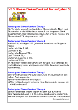 VS 3. Klasse Einkauf/Verkauf Textaufgaben 3 - www.mein