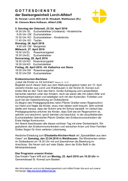GOTTESDIENSTE der Seelsorgeeinheit Lorch