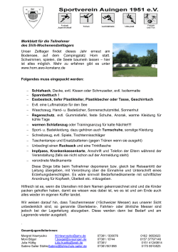 Merkblatt für die Teilnehmer in Bad Laimnau