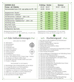 Eder Inklusivleistungen Hochk&ouml;nigcard