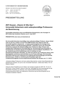 pressemitteilung - Universität Hohenheim