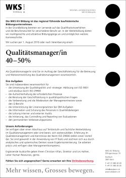 Qualitätsmanager/in 40–50