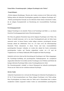 Indigene Psychologie in der T&uuml;rkei.
