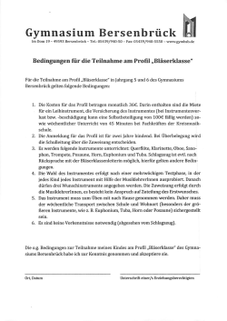 Merkblatt für die Bläserklasse