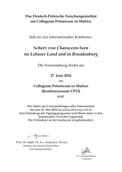 Schutz von Characeen-Seen im Lebuser Land und in Brandenburg