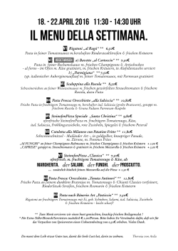 menu della settimana