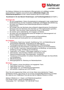 in f&uuml;r den Bereich Kinderhospiz- und