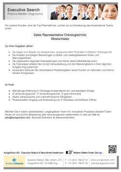Sales Representative Onkologie(m/w) Westschweiz