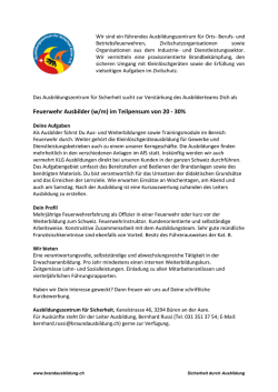 Feuerwehr Ausbilder (w/m) im Teilpensum von 20
