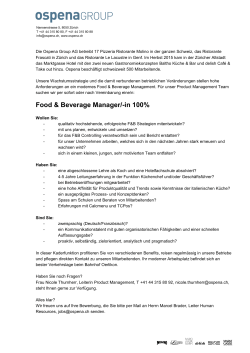 Food & Beverage Manager/-in 100%