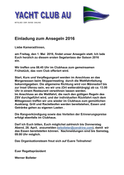 Einladung zum Ansegeln 2016