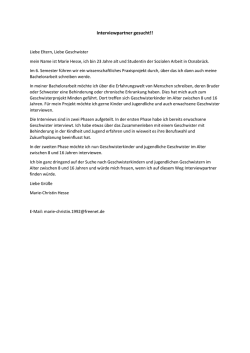 Interviewpartner gesucht!! - bei Mittendrin Hannover eV