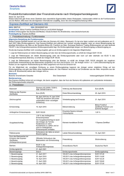 Produktinformationsblatt über Finanzinstrumente nach