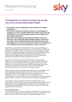 Umfangreiche Live-Berichterstattung von Sky nun