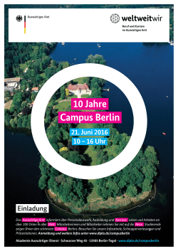 10 Jahre Campus Berlin 21. Juni 2016 10 – 16 Uhr