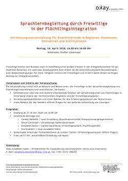 Ausschreibung 2016-04-18 - Hand in Hand mit Flüchtlingen in