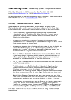 Achtung-Desinformation Zeolith II - Selbstheilung